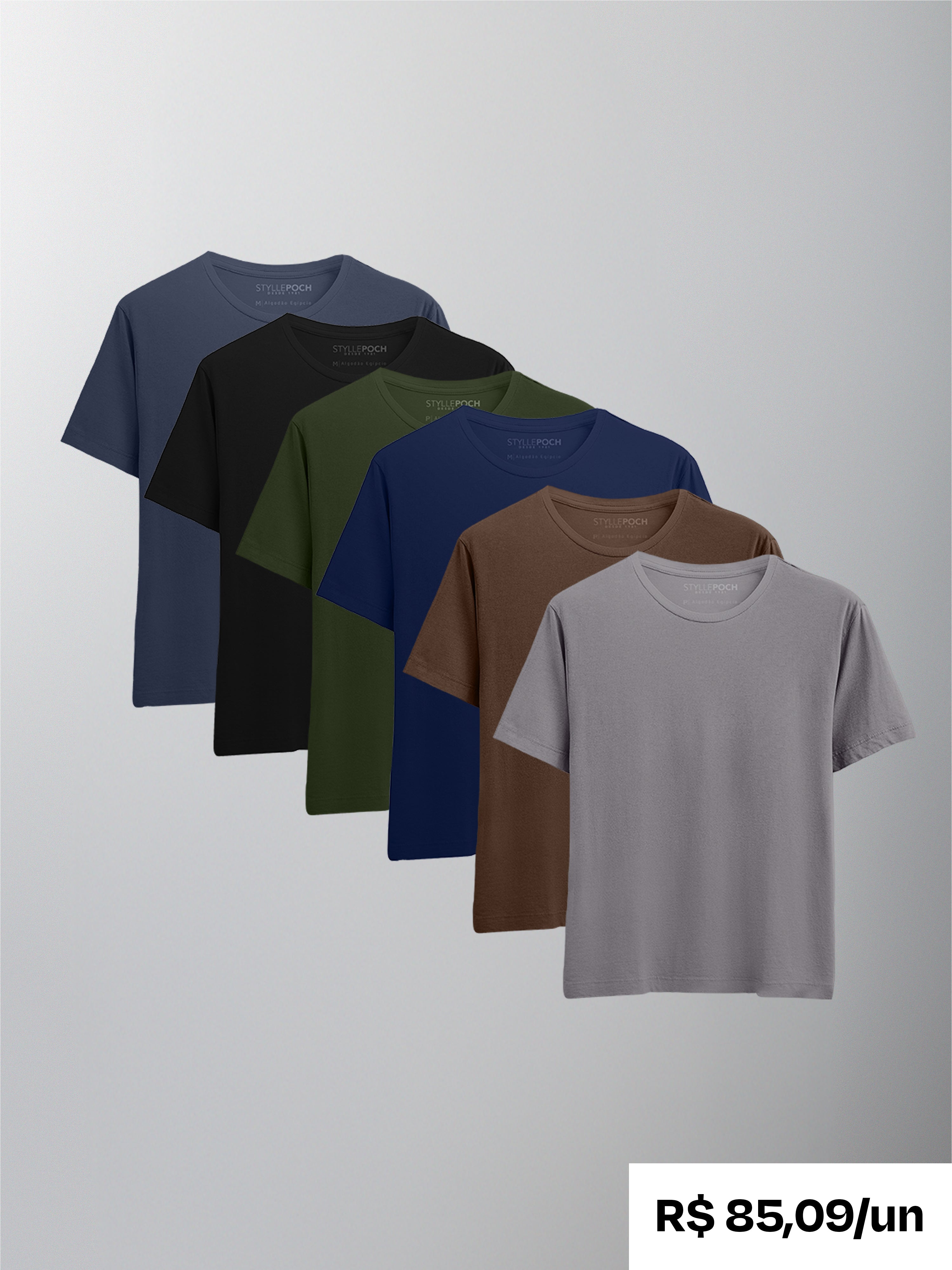 Kit 6 Camisetas Algodão Egípcio C/ V - Personalize