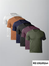 Kit 6 Camisetas Algodão Pima Gola C - Personalize