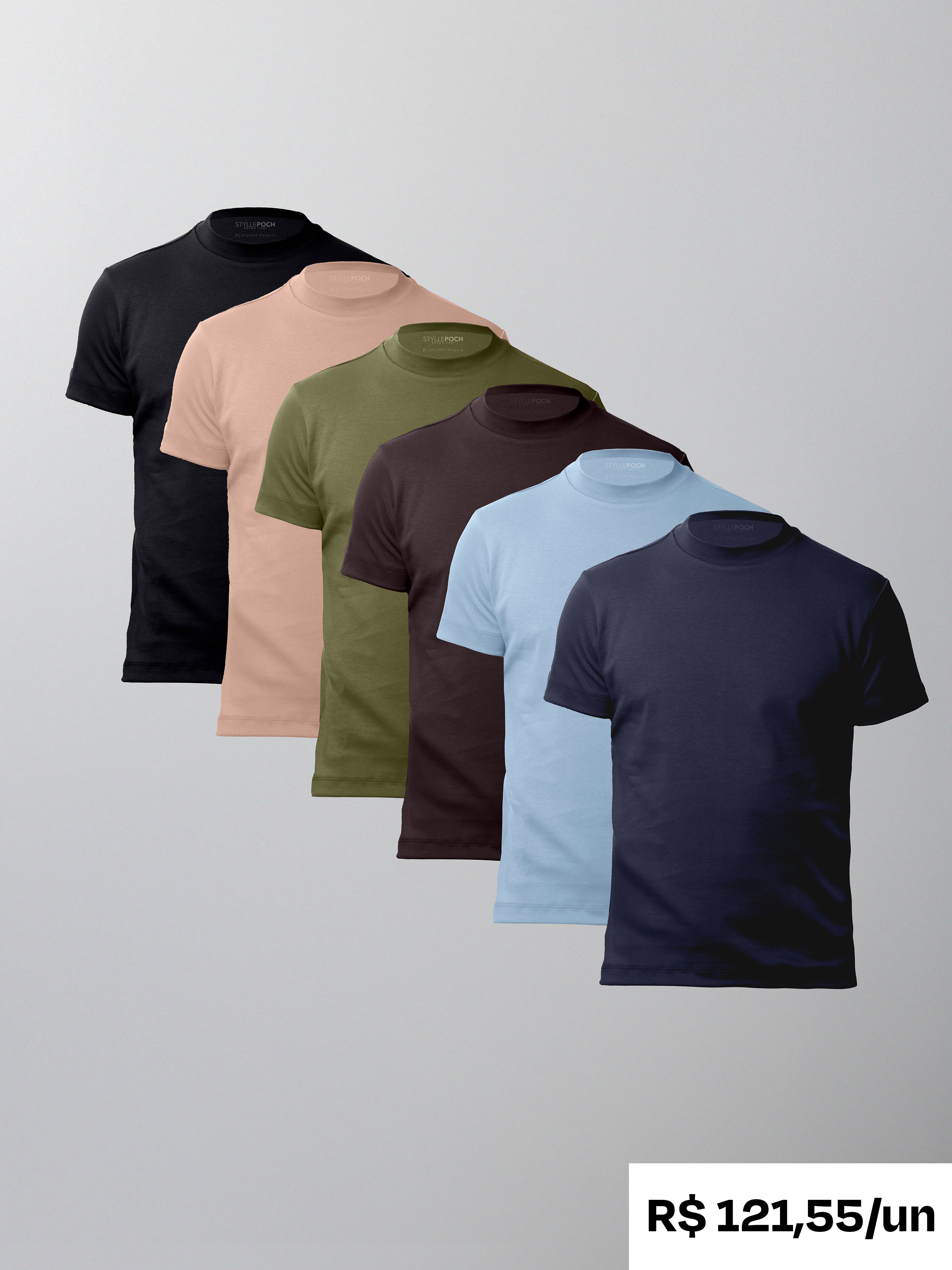 Kit 6 Camisetas Gola Alta Suedine Egípcio - 100% personalizável