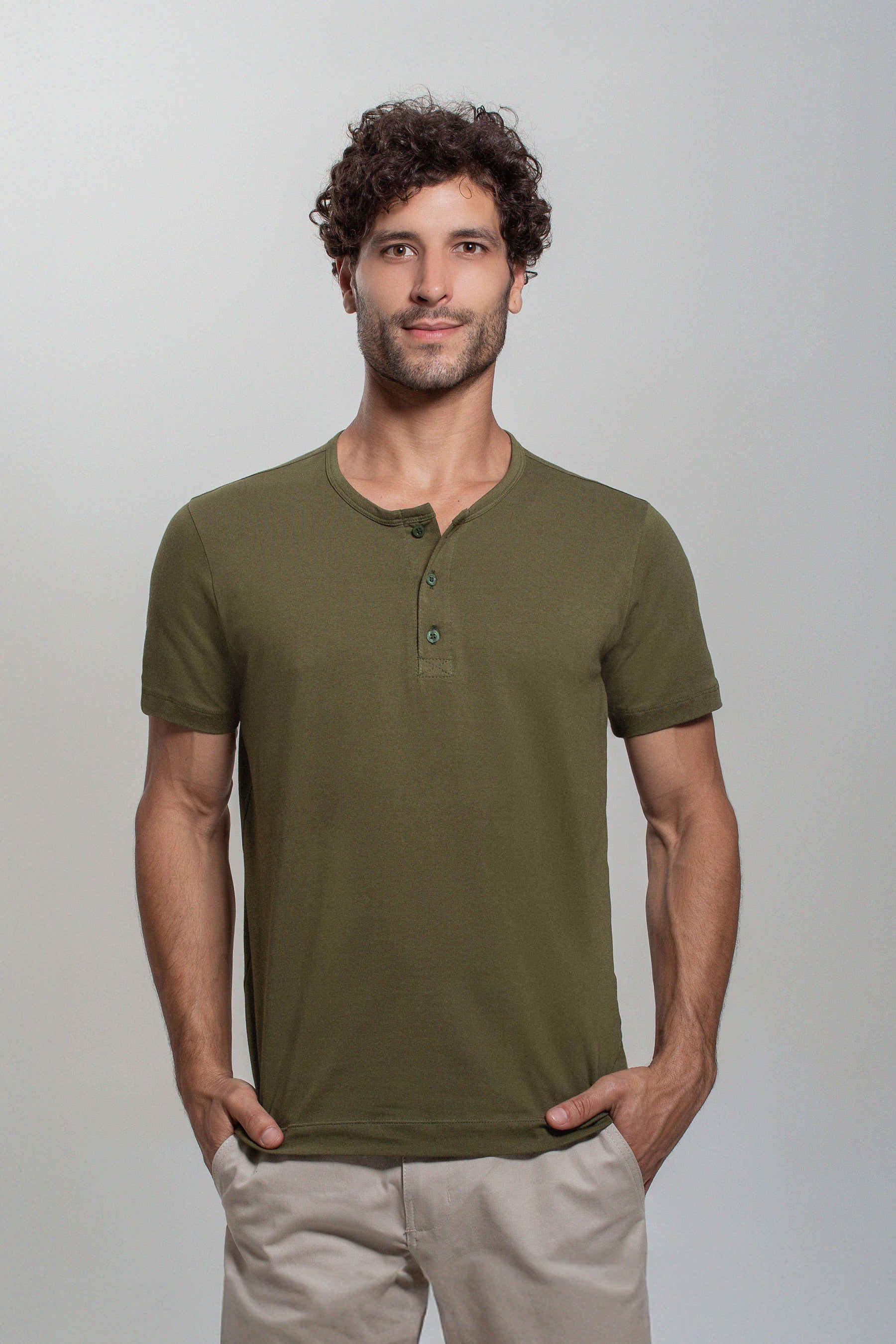 (KIT3) Henley Algodão Egípcio